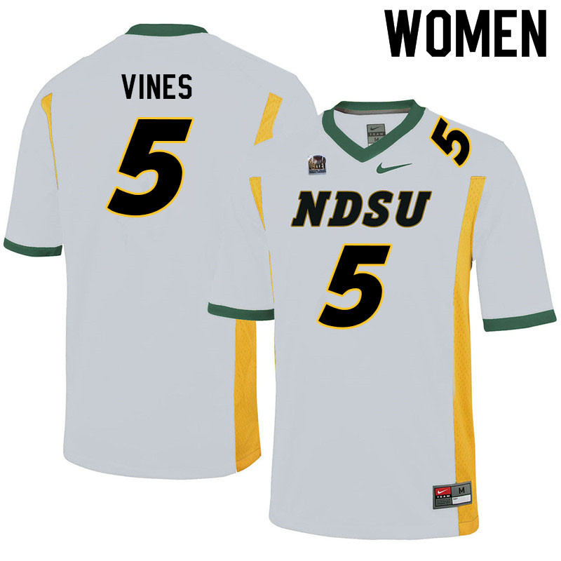 Women #5 Jerodd Vines North Dakota State Bison College Football Jerseys Sale-White - Click Image to Close